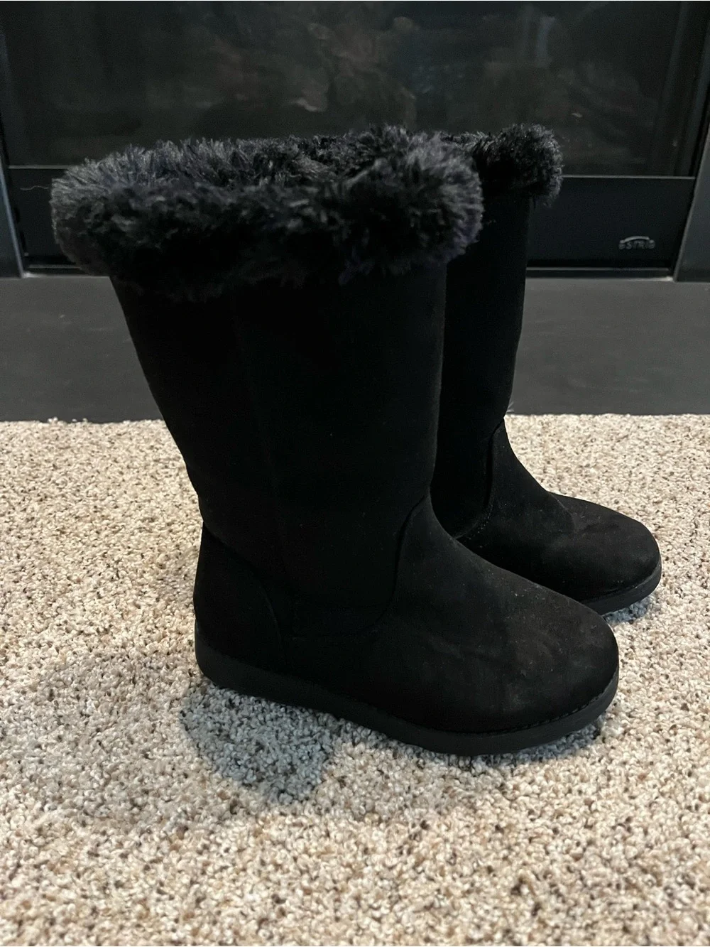 Cat & Jack Black Faux-Fur Winter Boots